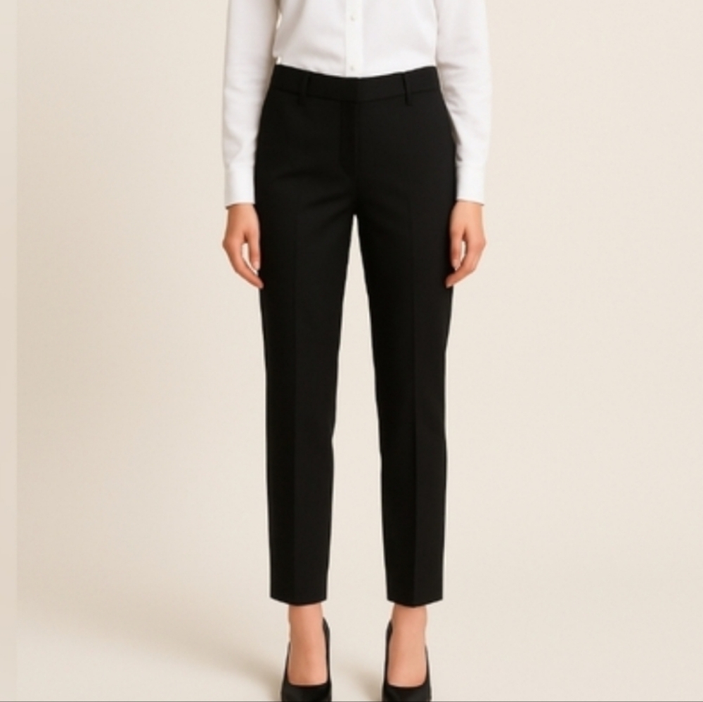 Banana Republic Black Wool Ankle  Work Pants Slacks Mid Rise Straight Leg Size 4